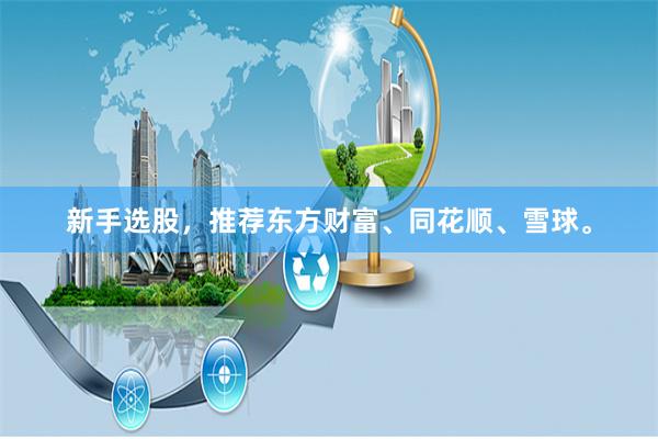 新手选股，推荐东方财富、同花顺、雪球。